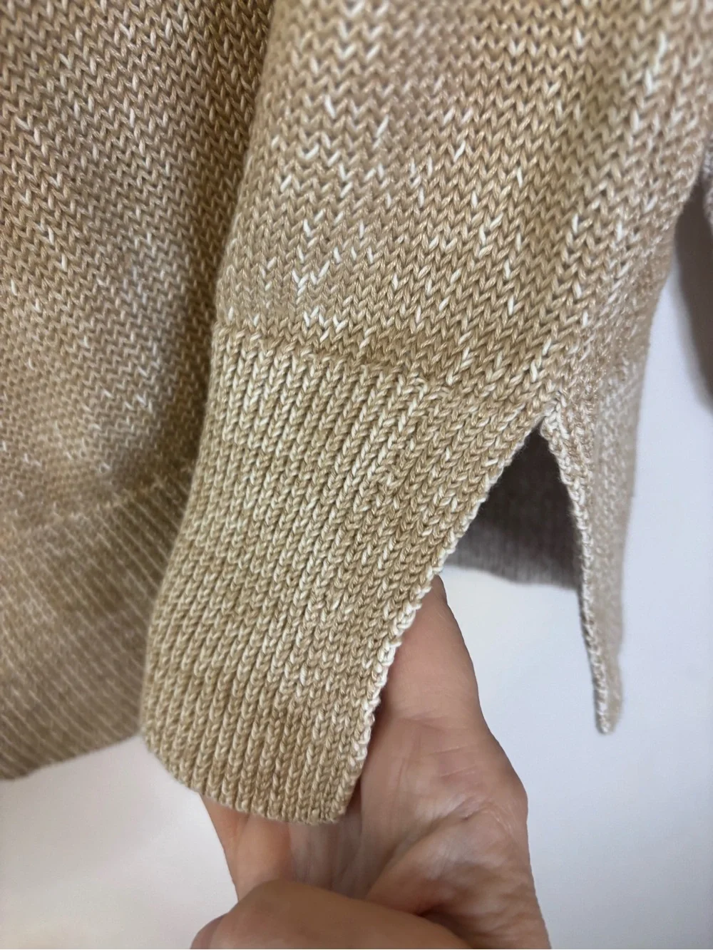 J. Crew Cotton Linen Crewneck Sweater in Heather Beige Taupe